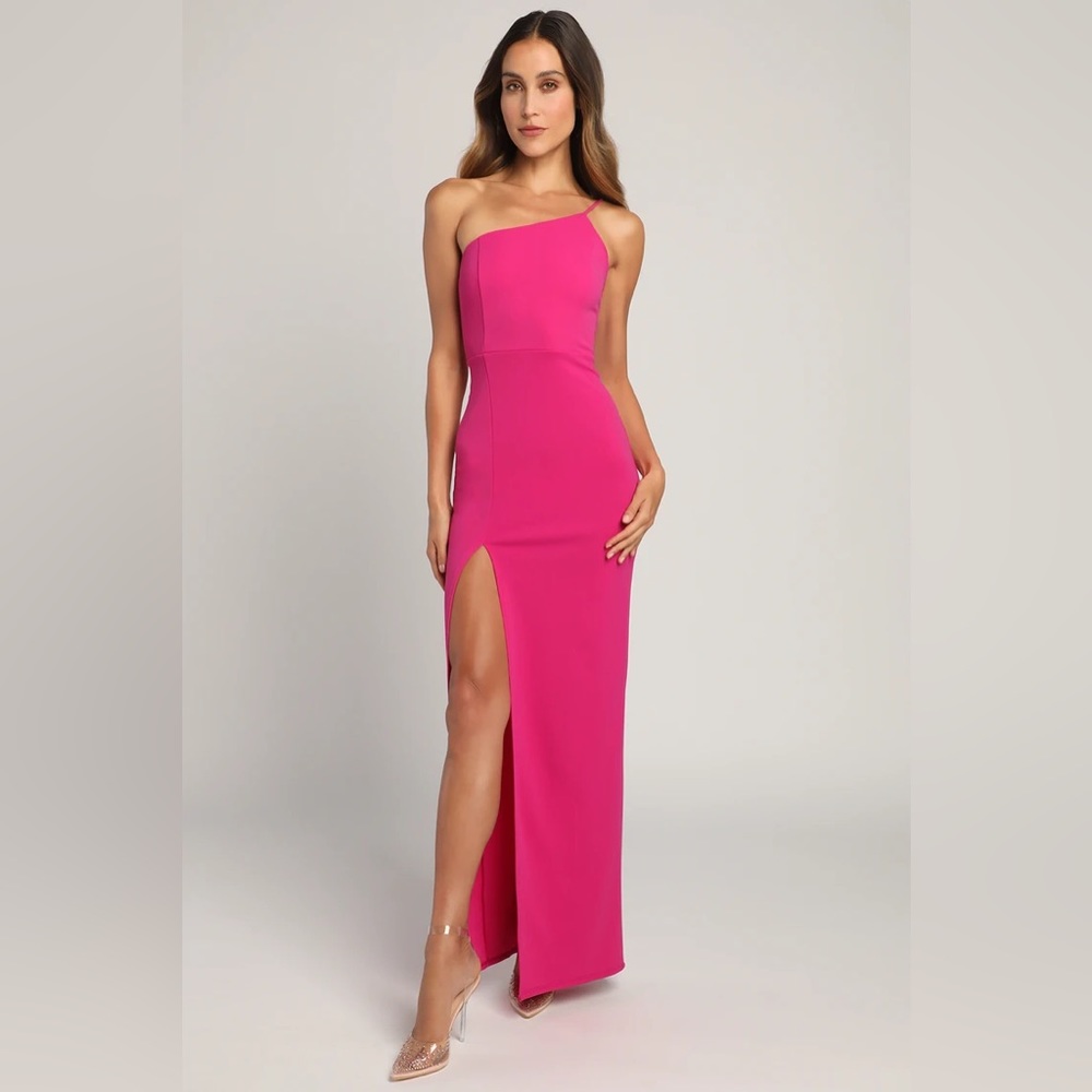 Keeper of My Heart Magenta One-Shoulder Maxi Dress